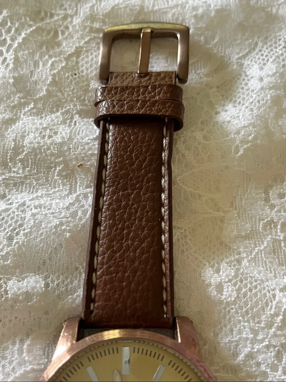 Emporio Moda Italia Men's Brown Leather Strap Watch with Gold Dial